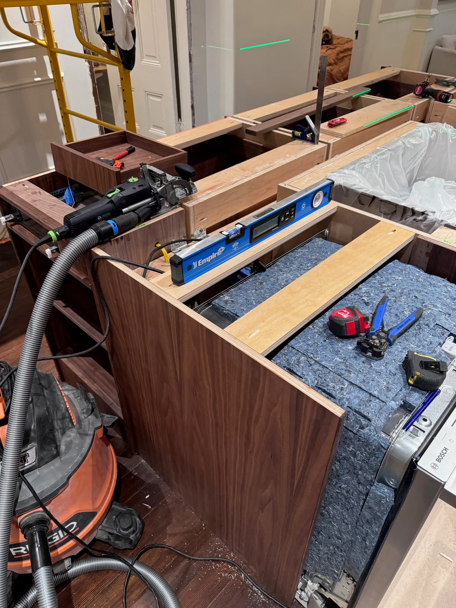 Adding nailers to support counter above dishwasher